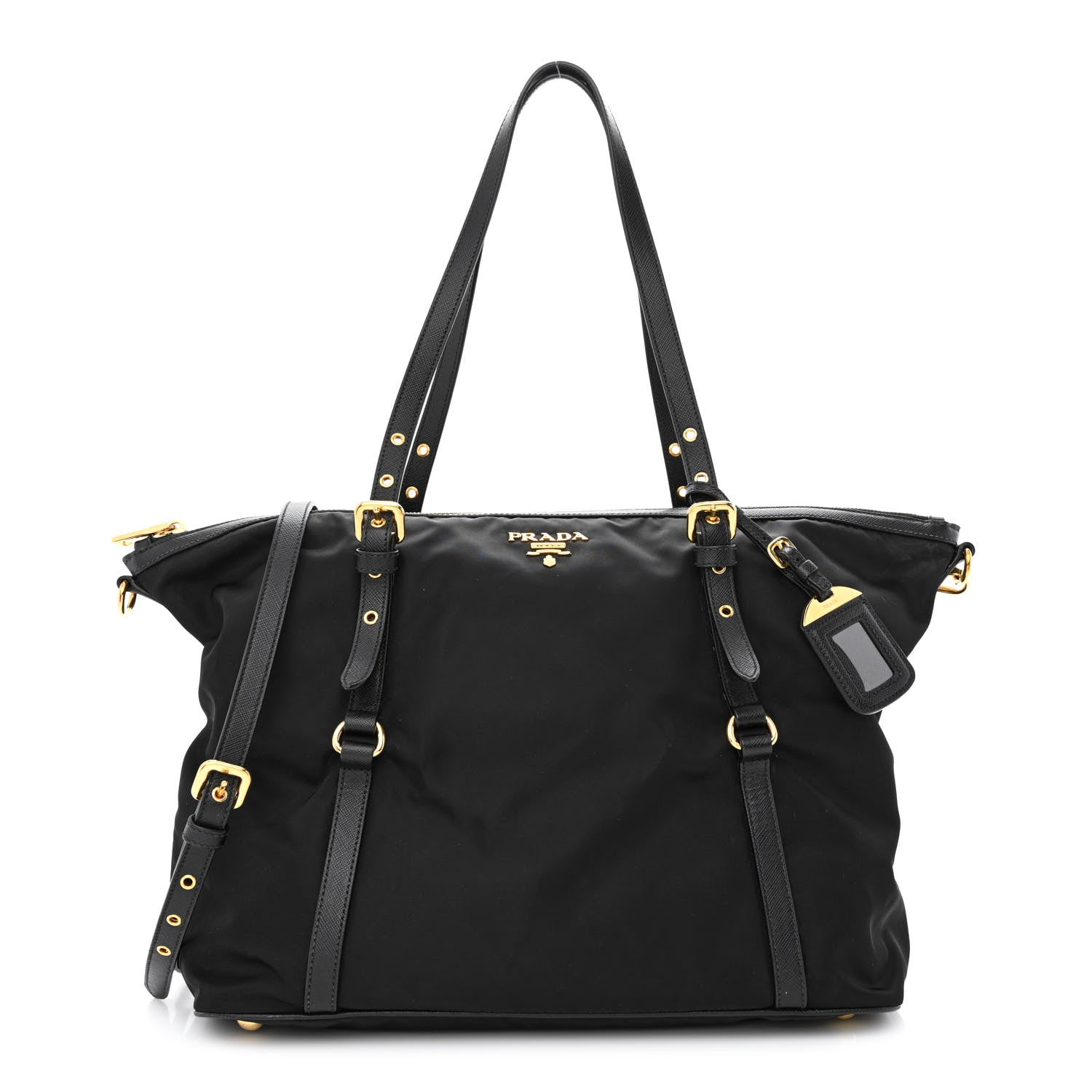 Prada Tessuto Nylon Saffiano Tote Black 1 of 12