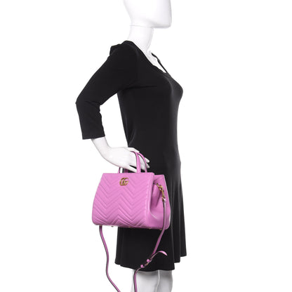 Gucci Calfskin Matelasse Small GG Marmont Tote Candy Mousse 3 of 10