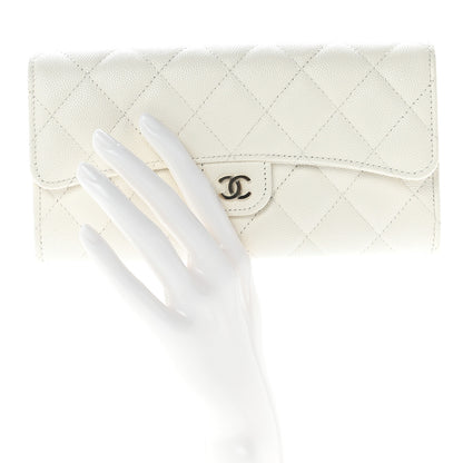 Chanel Caviar Quilted Large Gusset Flap Wallet White 2 of 8