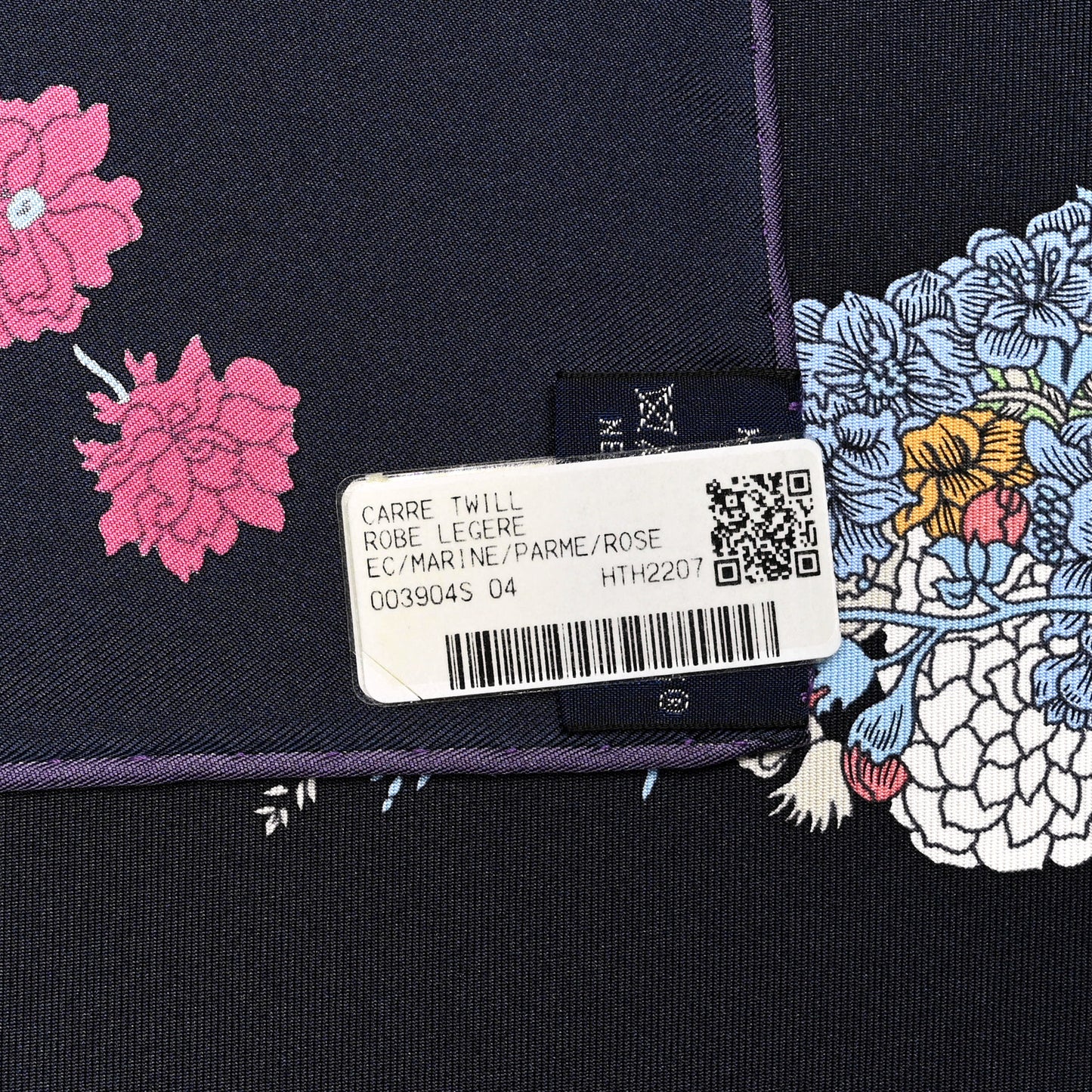 Silk Robe Legere Scarf 90 Marine Parme Rose