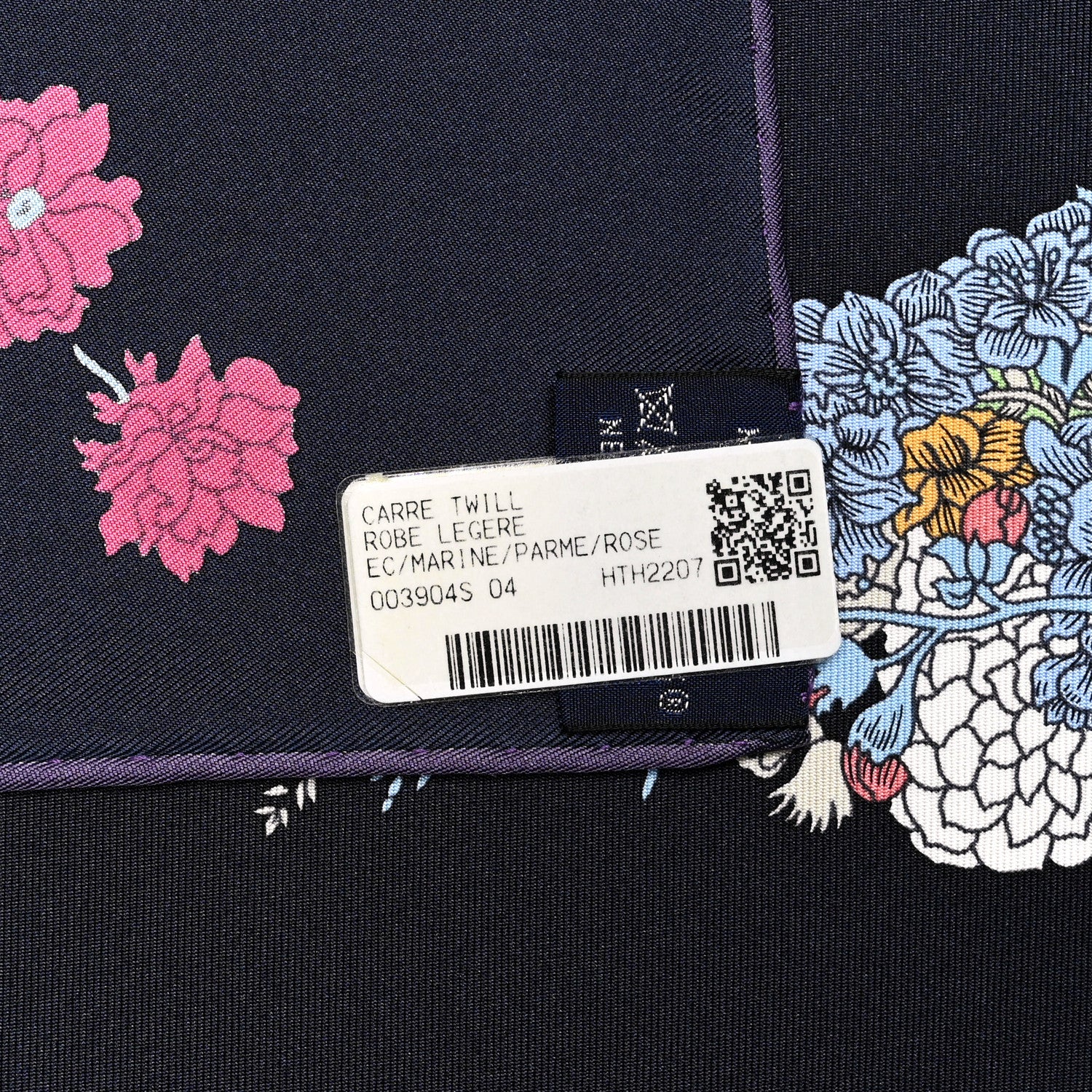 Hermes Silk Robe Legere Scarf 90 Marine Parme Rose 5 of 5