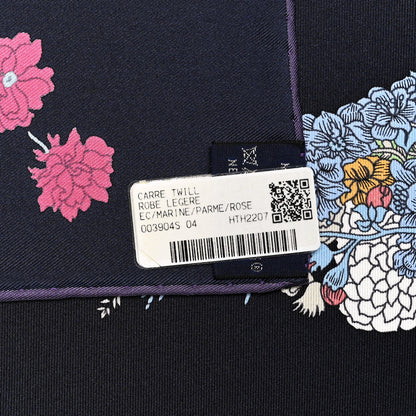 Hermes Silk Robe Legere Scarf 90 Marine Parme Rose 5 of 5