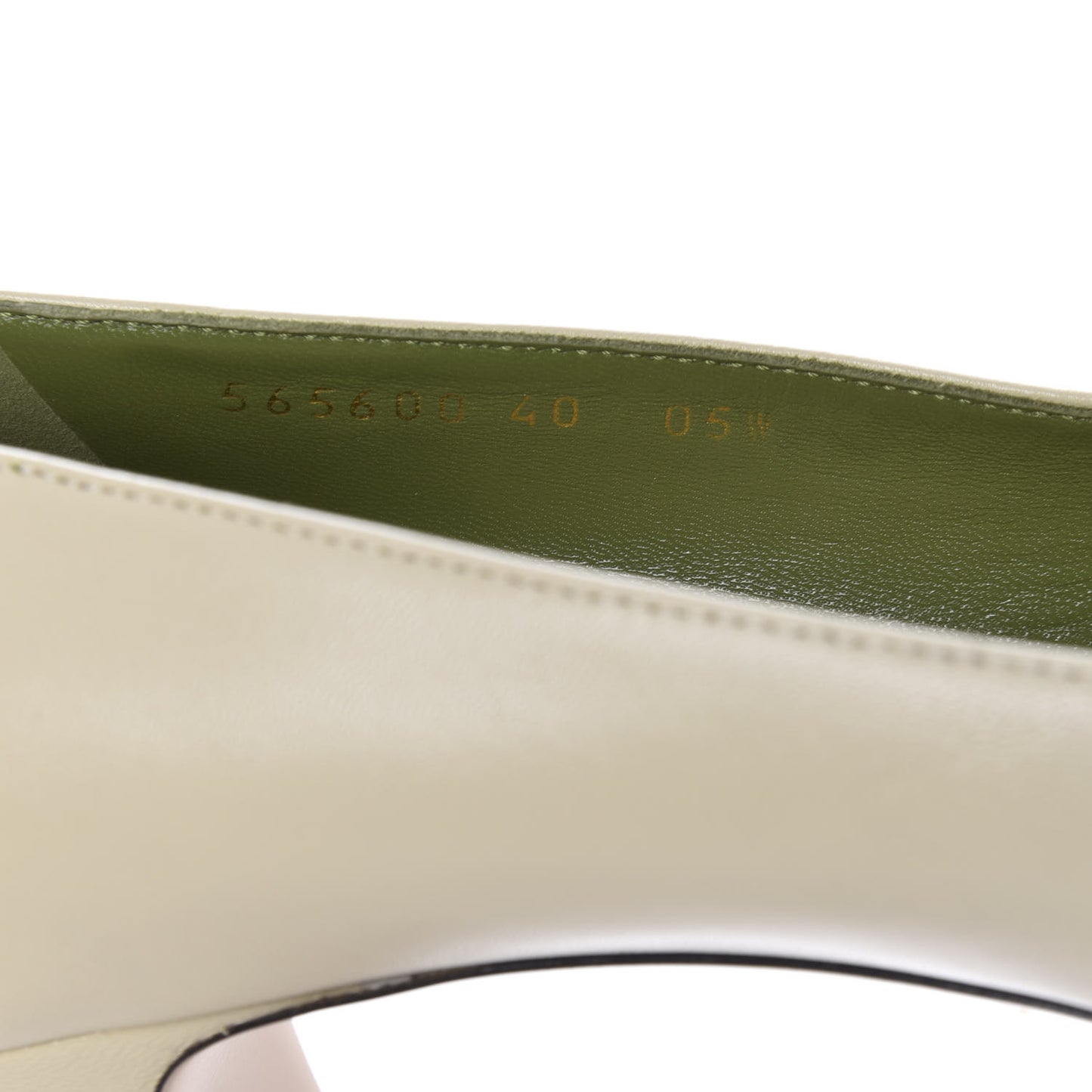 Malaga Kid Half Moon GG Square Toe Pumps 40 Vintage White