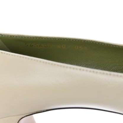 Gucci Malaga Kid Half Moon GG Square Toe Pumps 40 Vintage White 9 of 10