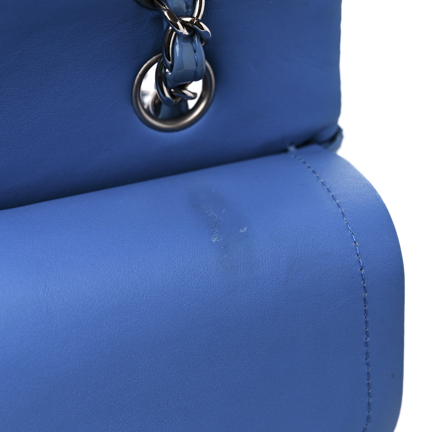 Chanel Patent Quilted Medium Double Flap Blue 9 of 14