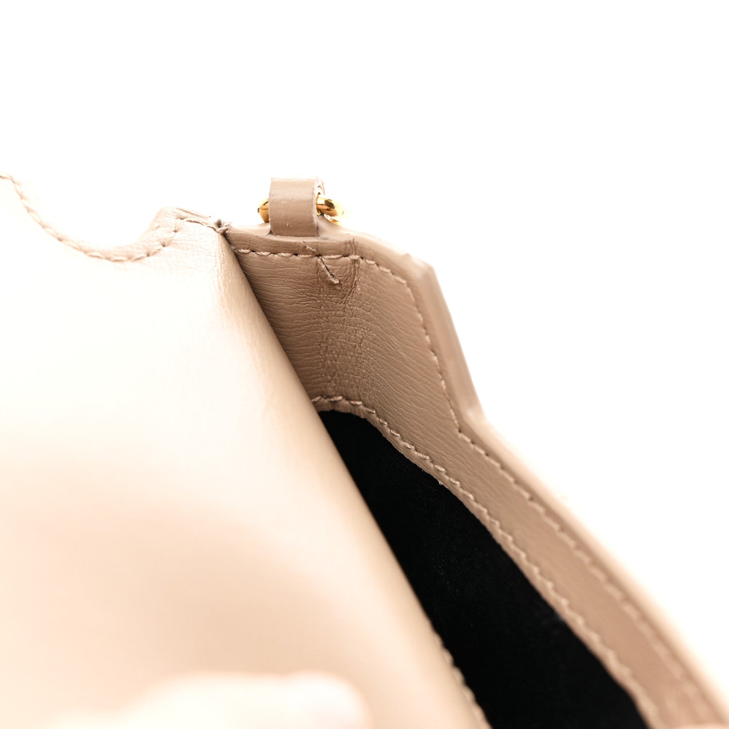 Saint Laurent Smooth Calfskin Monogram Phone Holder Crossbody Dark Beige 9 of 10