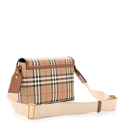 Burberry Coated Canvas Calfskin Vintage Check Medium Note Crossbody Bag Briar Brown 3 of 10