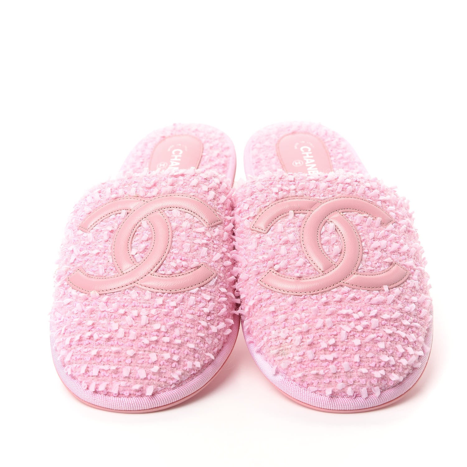 Chanel Tweed CC Flat Mules M Pink 5 of 10