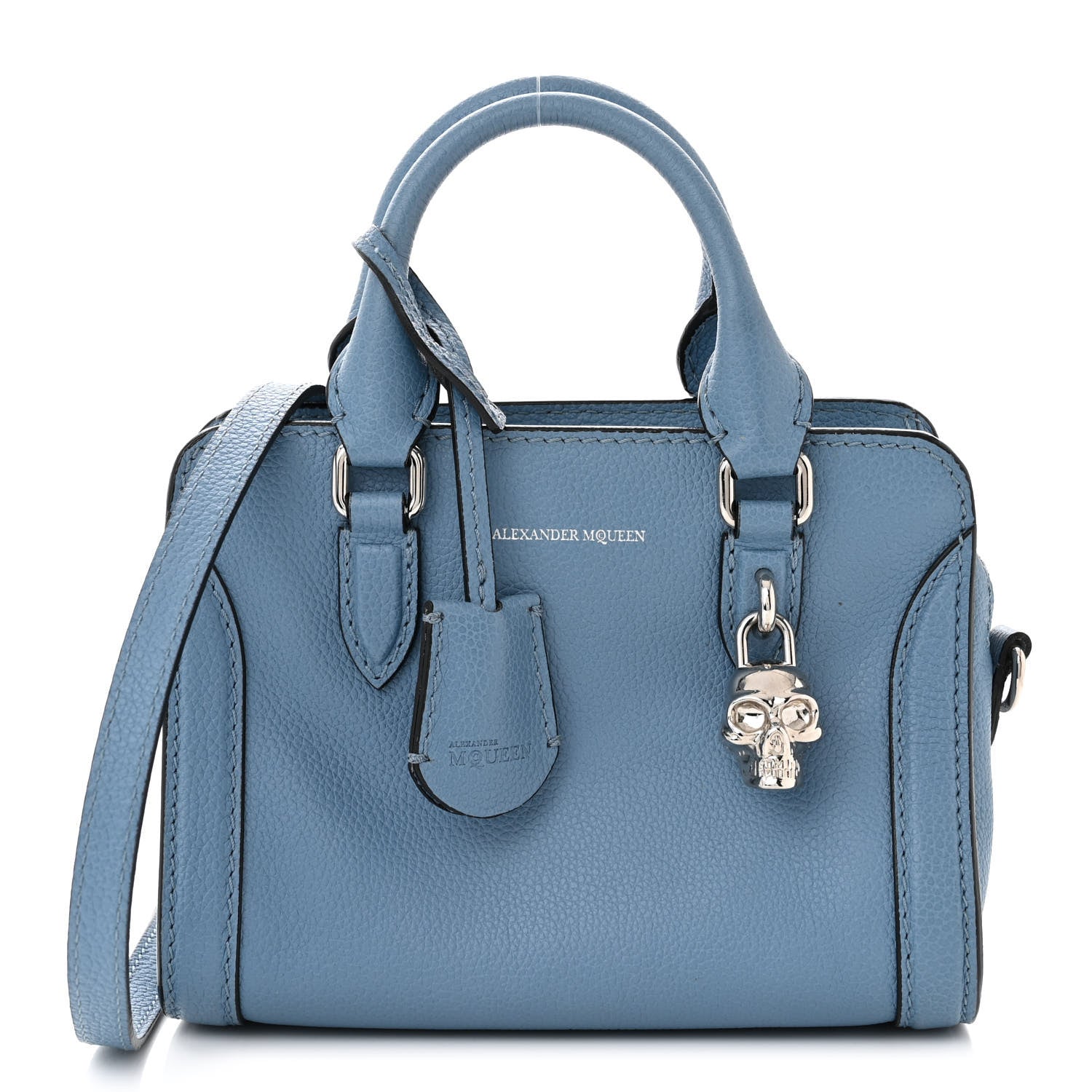 Alexander McQueen Pebbled Calfskin Mini Padlock Tote Light Blue 1 of 10