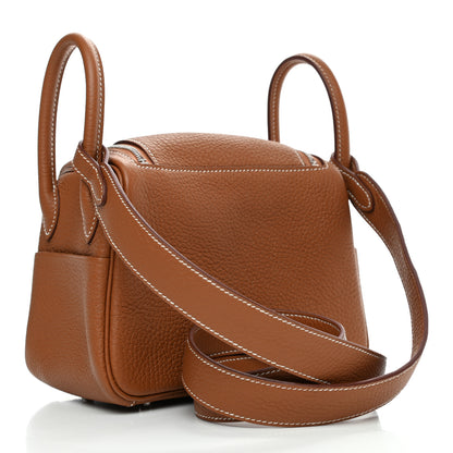 Hermes Taurillon Clemence Mini Lindy 20 Gold 2 of 4