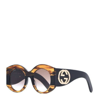 Gucci Acetate Round Frame Sunglasses GG0177S Brown 1 of 10