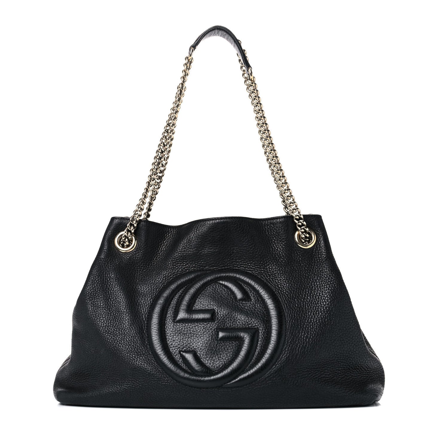 Pebbled Calfskin Medium Soho Chain Shoulder Bag Black