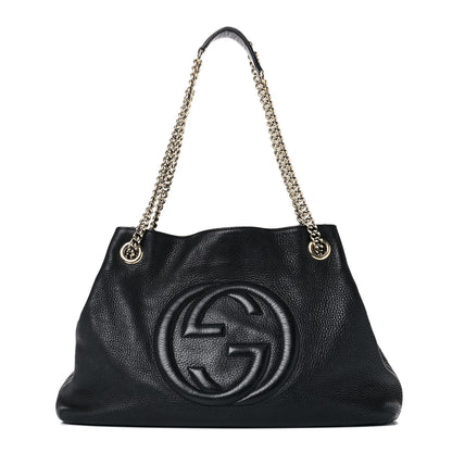 Gucci Pebbled Calfskin Medium Soho Chain Shoulder Bag Black 1 of 28