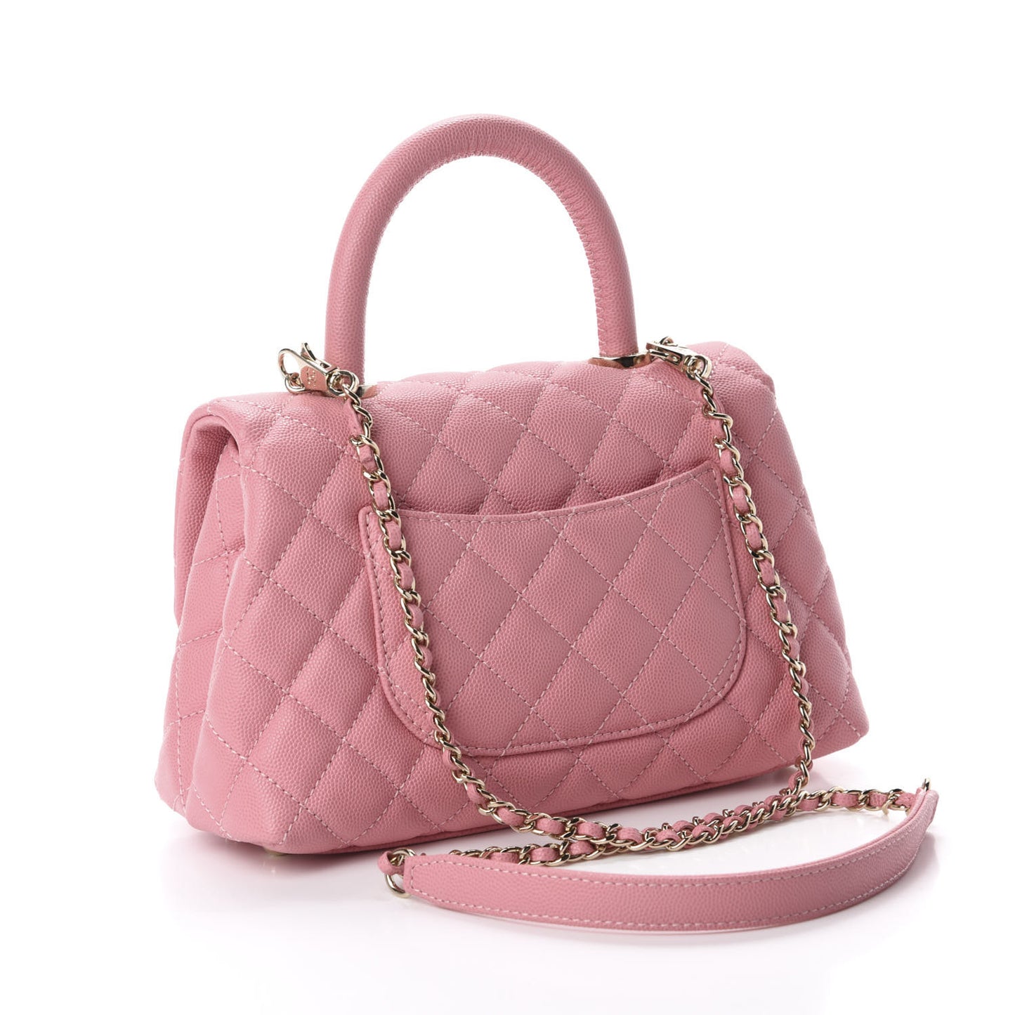 Caviar Quilted Mini Coco Handle Flap Pink