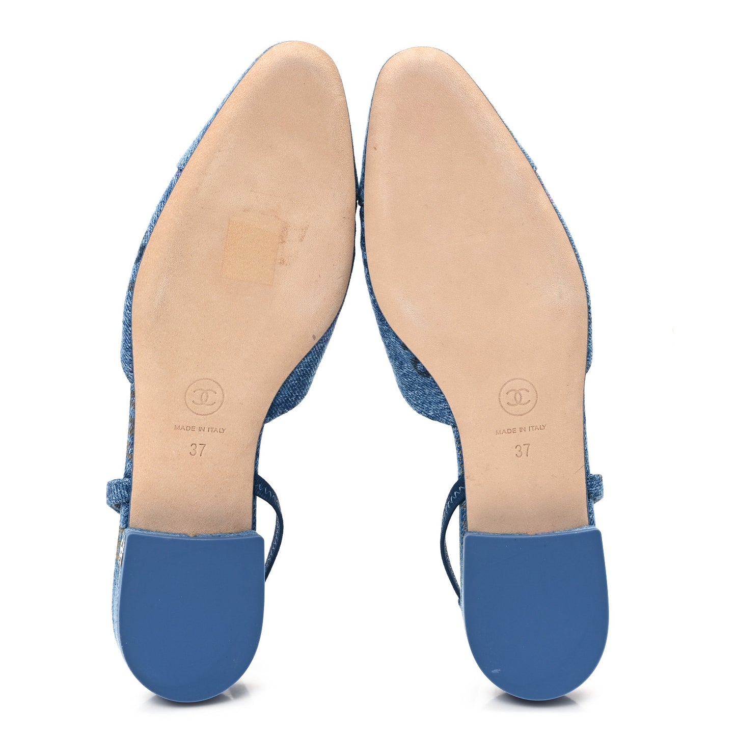 Denim Printed Denim Mood Cap Toe CC Slingback Flats 37 Light Blue Multicolor