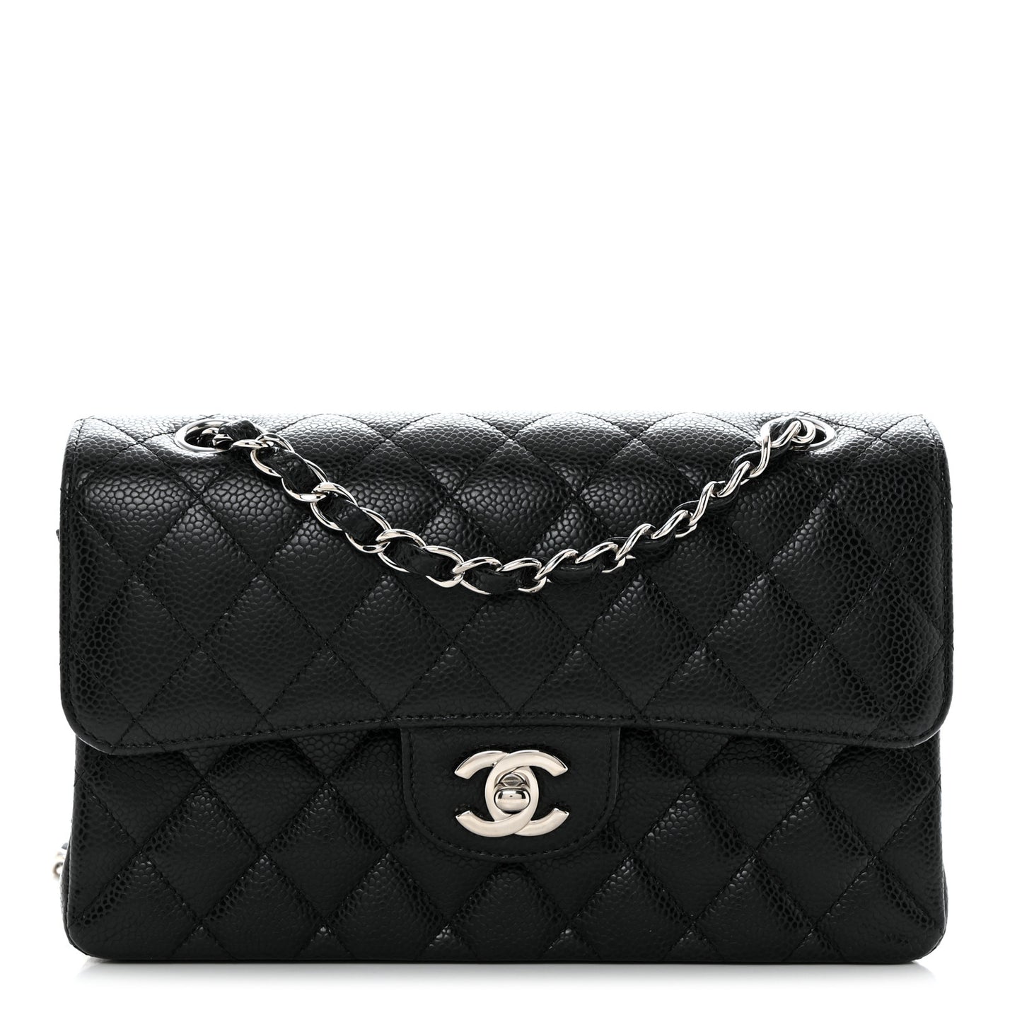 Caviar Quilted Small Double Flap Black
