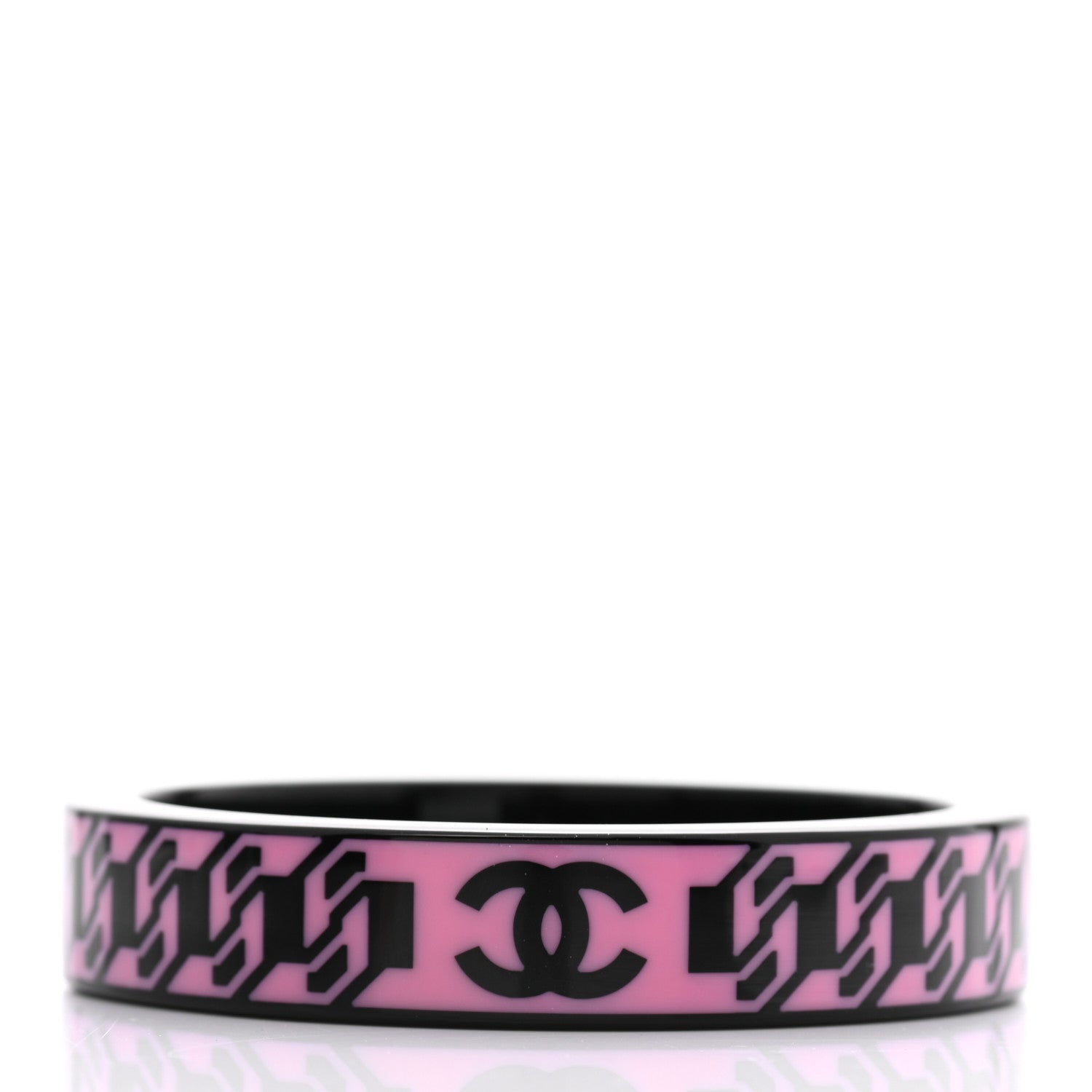 Chanel Resin CC Bangle Pink Black 3 of 4