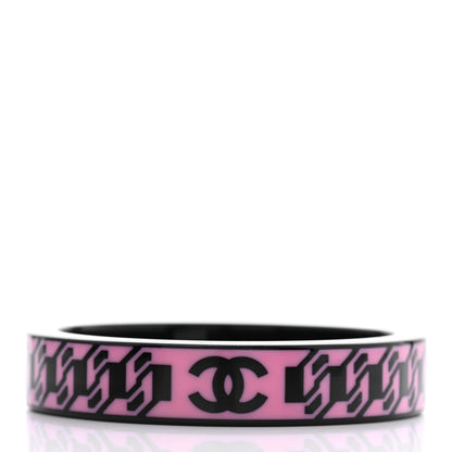 Chanel Resin CC Bangle Pink Black 3 of 4