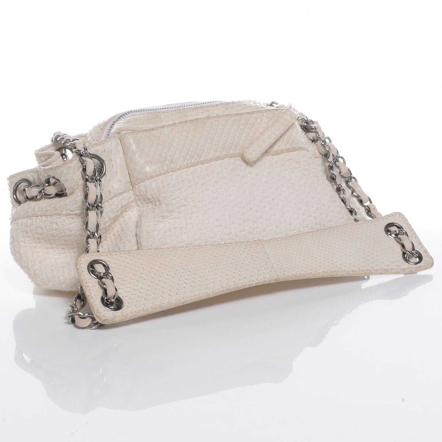 Python and Woven Tweed Accordion Shoulder Bag