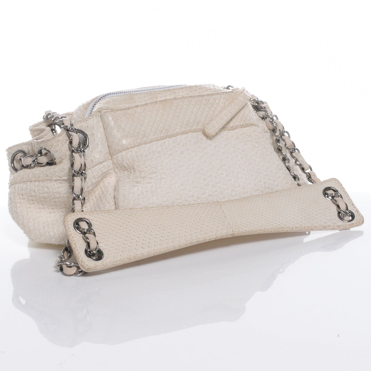 Chanel Python and Woven Tweed Accordion Shoulder Bag 3 of 7