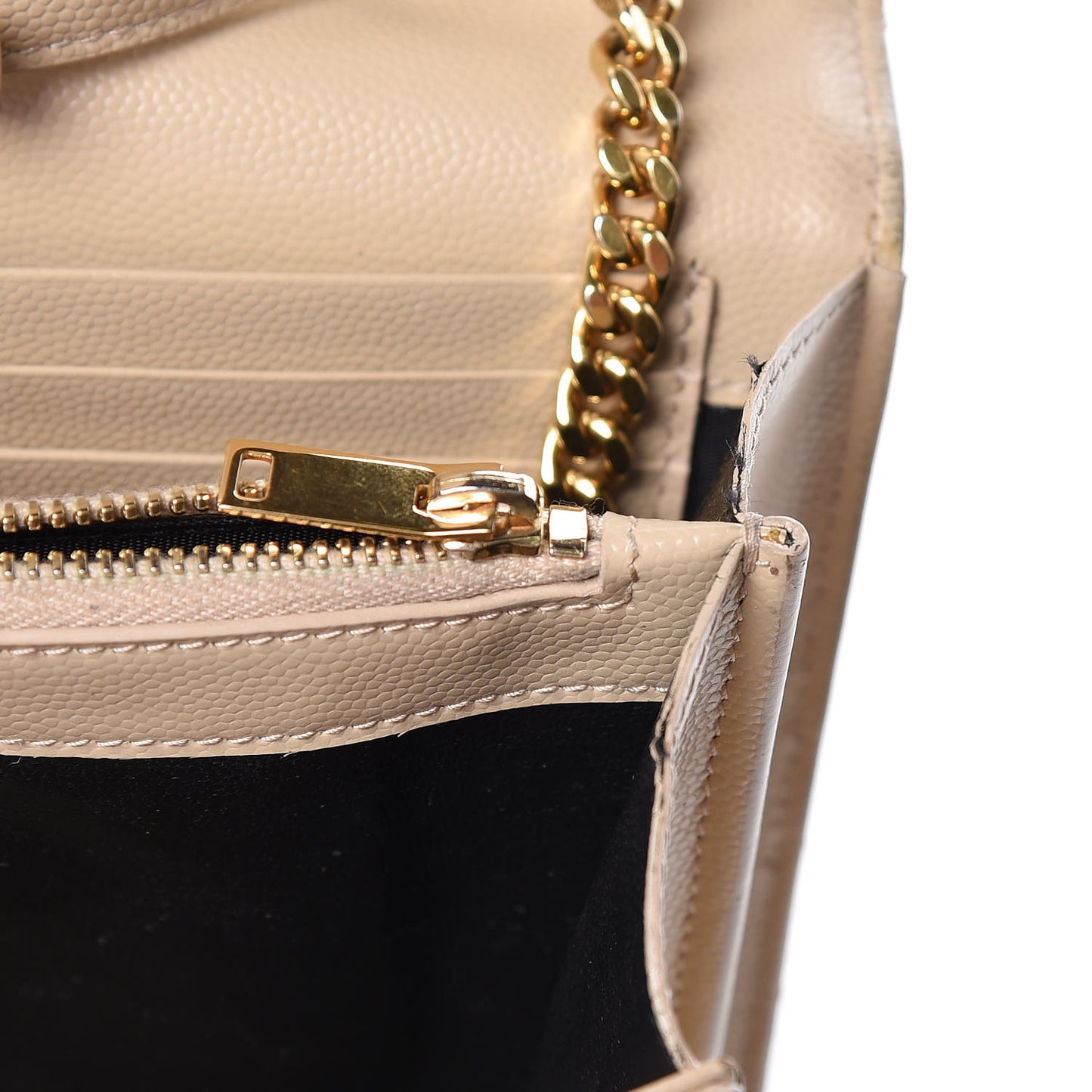 Grain De Poudre Matelasse Chevron Monogram Chain Wallet Deep Beige
