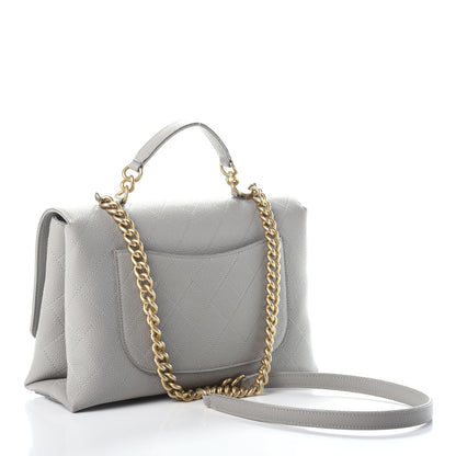 Chanel Grained Calfskin Small Stitched Flap Grey 3 of 10