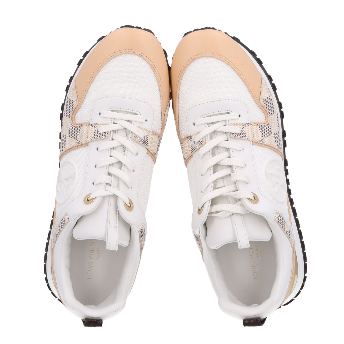 Calfskin Damier Azur Run Away Sneakers 40 White