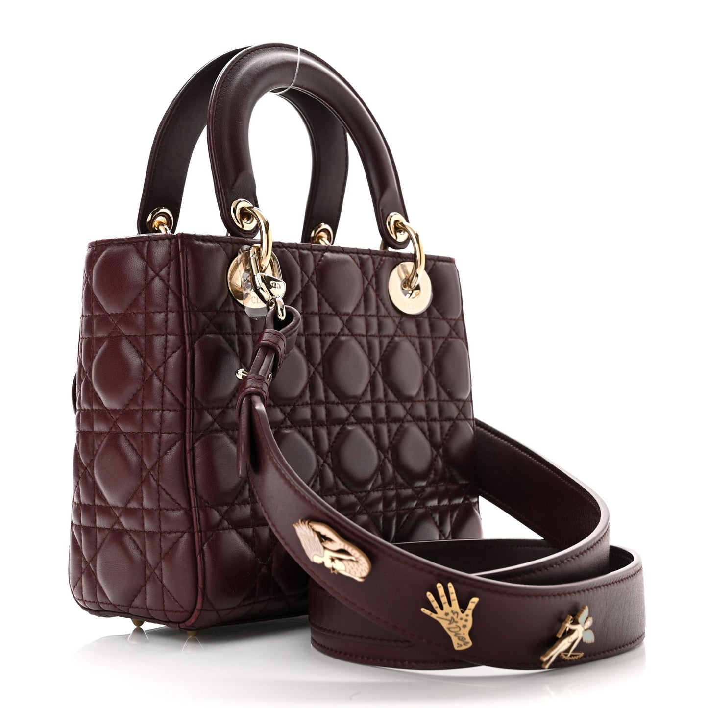 Lambskin Cannage Small Lucky Badges My Lady Dior Plum