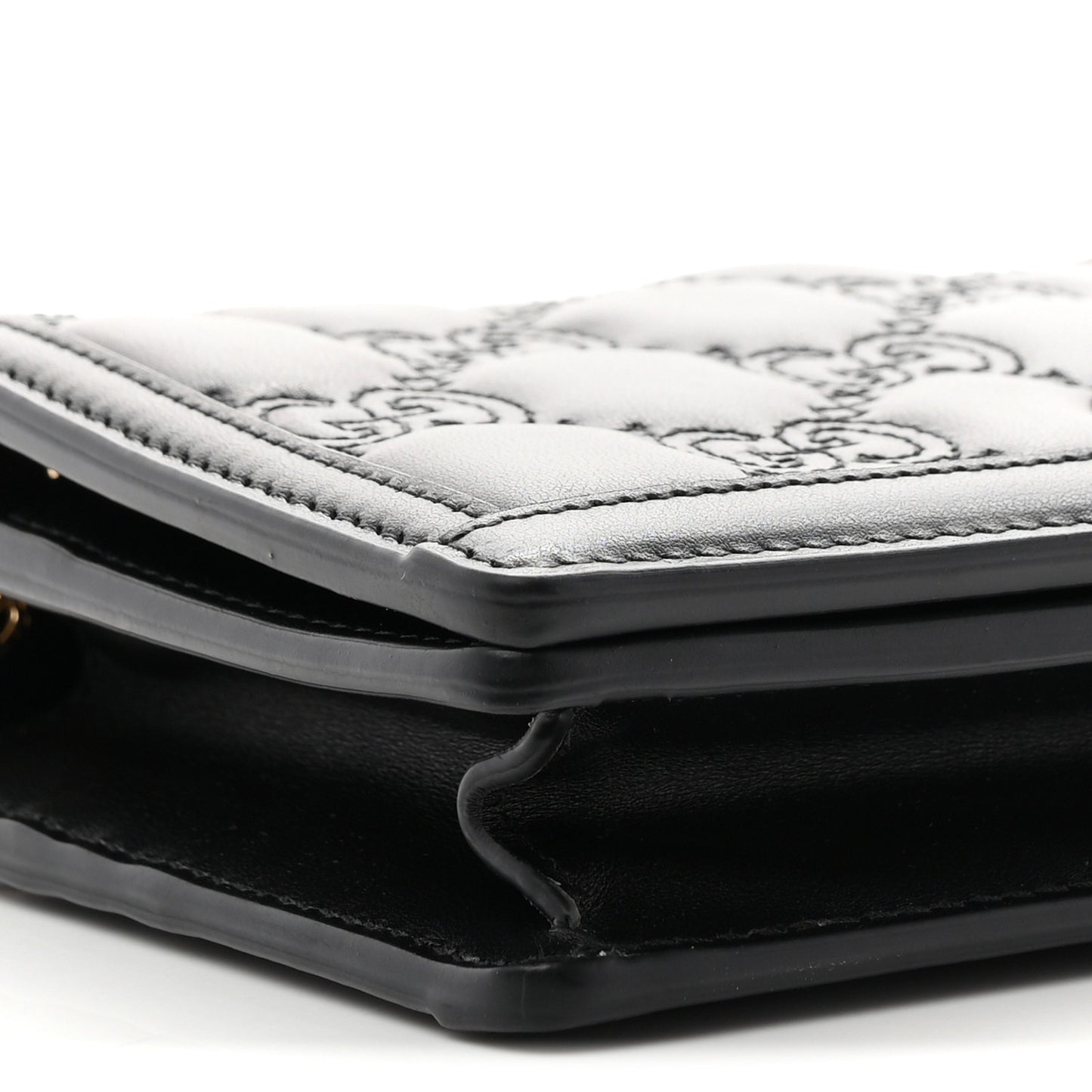 Calfskin GG Matelasse Chain Wallet Black