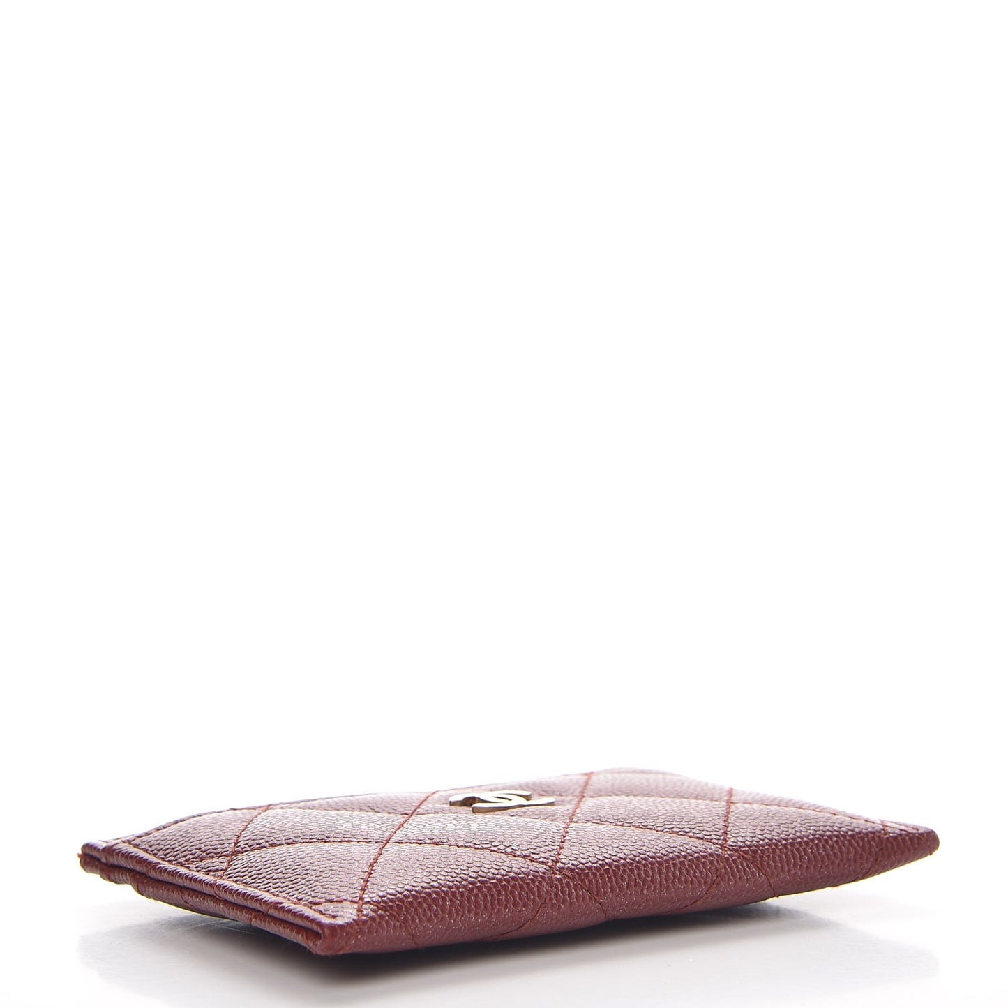 Iridescent Caviar Quilted Card Holder Burgundy