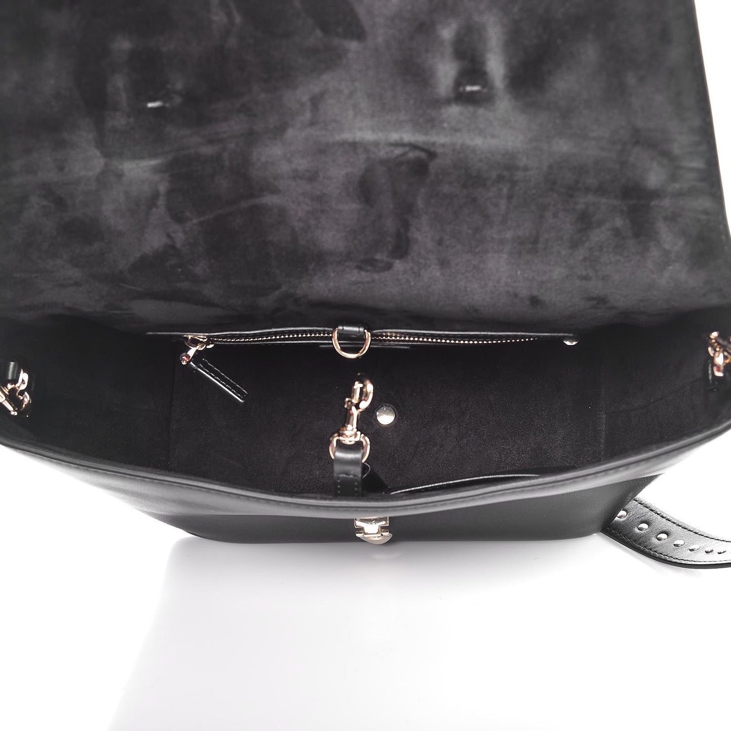 Calfskin Small Rockstud Demilune Double Handle Satchel Black