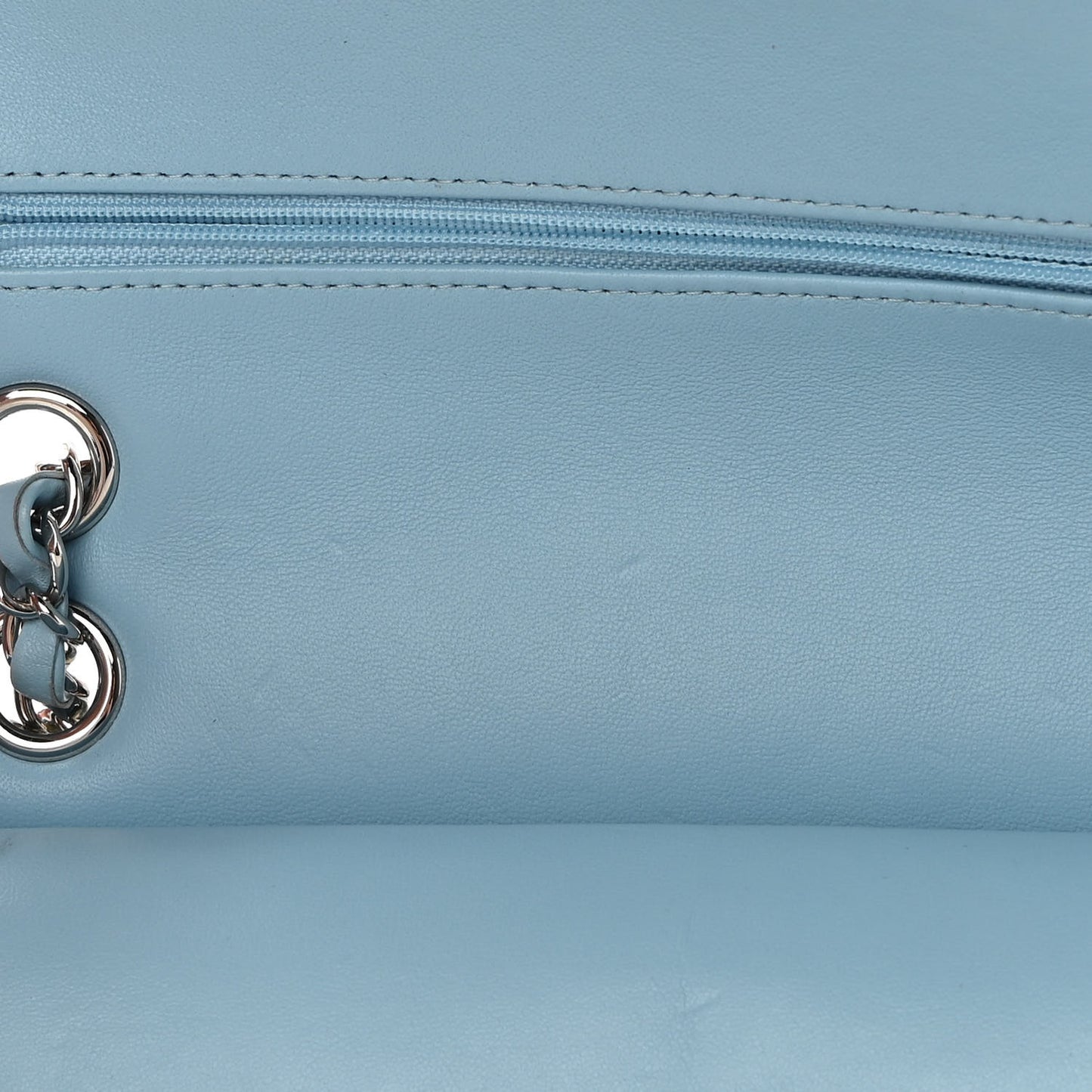 Tweed Quilted Medium Double Flap Blue White