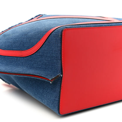 Valentino Garavani Denim Small Escape Tote Blue Red 11 of 12