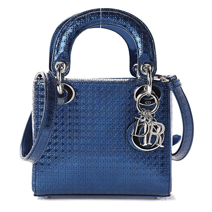 Christian Dior Metallic Patent Micro-Cannage Mini Lady Dior Blue 1 of 10