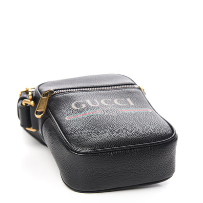 Gucci Grained Calfskin Mini Logo Messenger Bag Black 4 of 10
