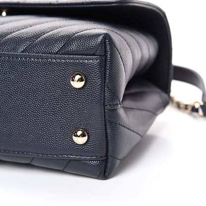 Chanel Caviar Chevron Quilted Mini Coco Handle Flap Navy 9 of 10