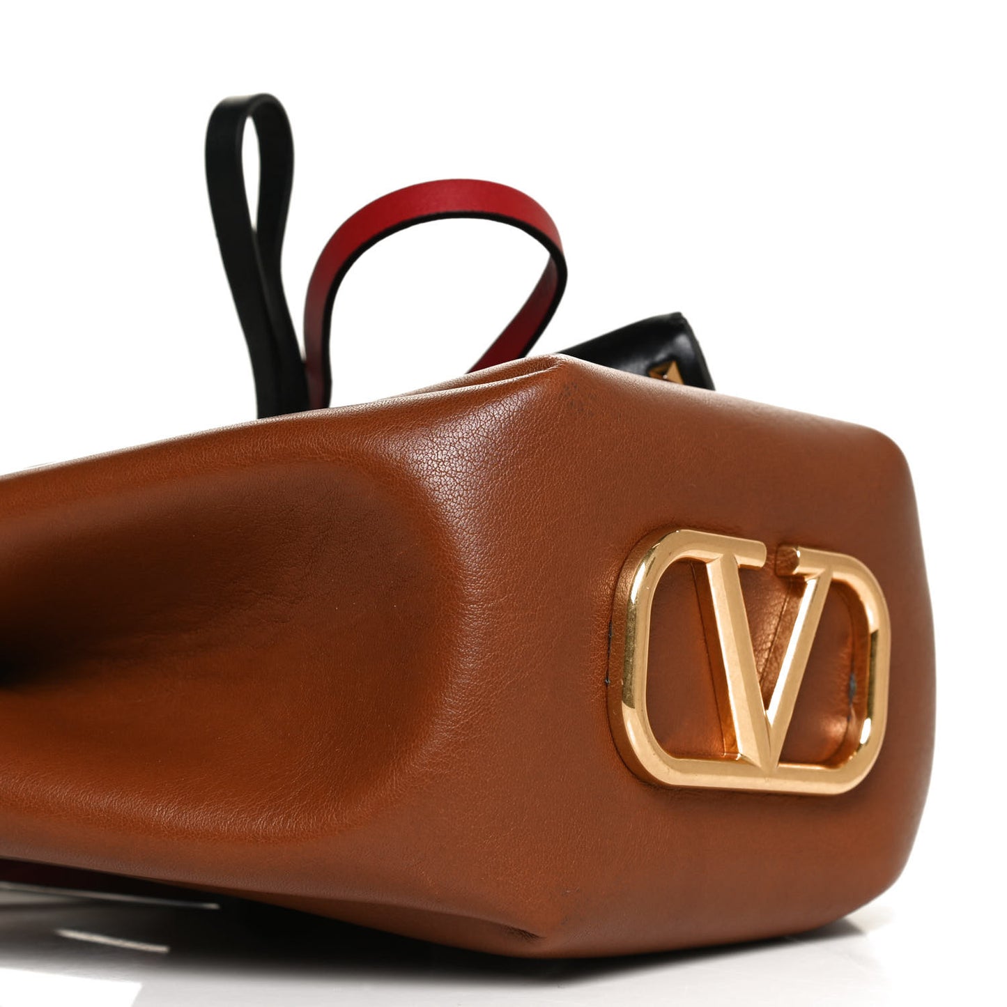 Grainy Calfskin VLogo Bucket Bag Brown