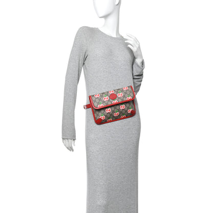 Gucci GG Supreme Monogram Apple Interlocking G Belt Bag Beige Multicolor Lobster Red 3 of 11