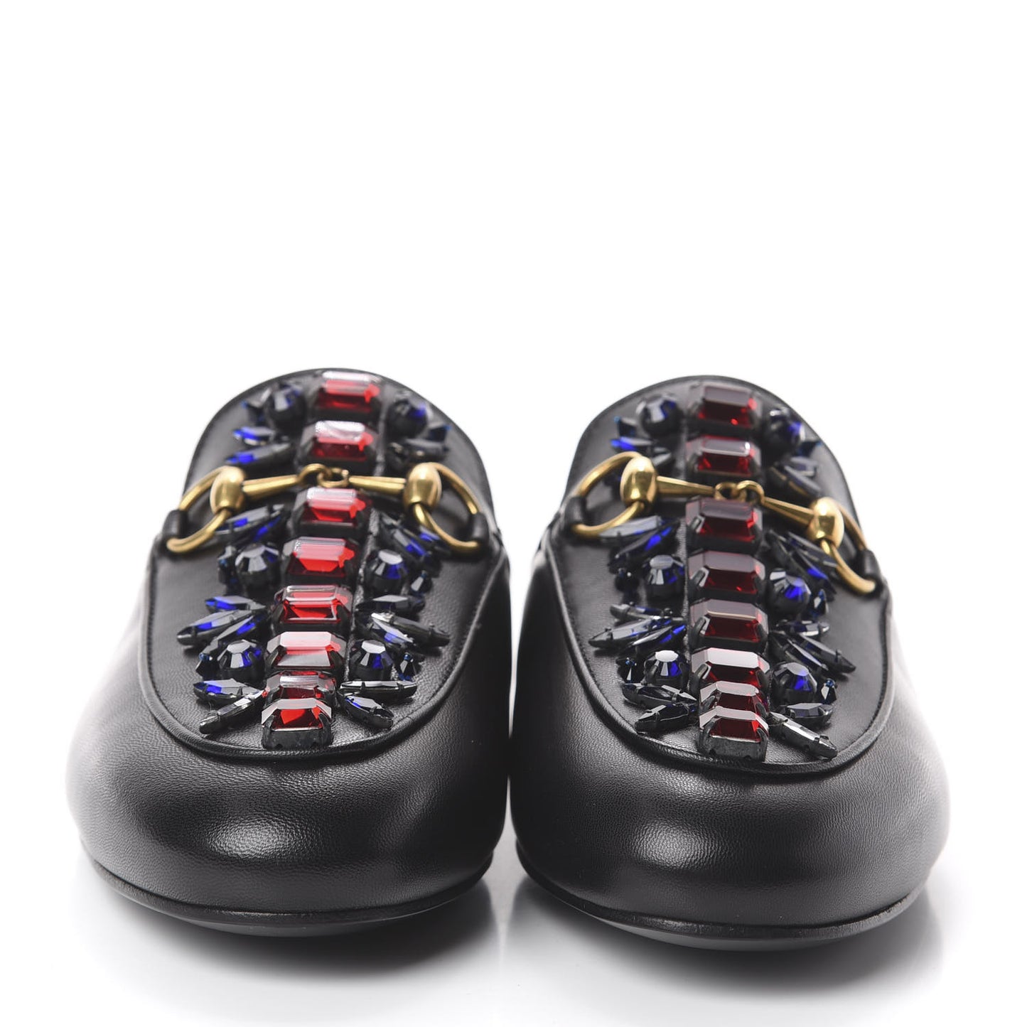 Malaga Kid Crystal Embroidered Womens Princetown Slippers 35 Black