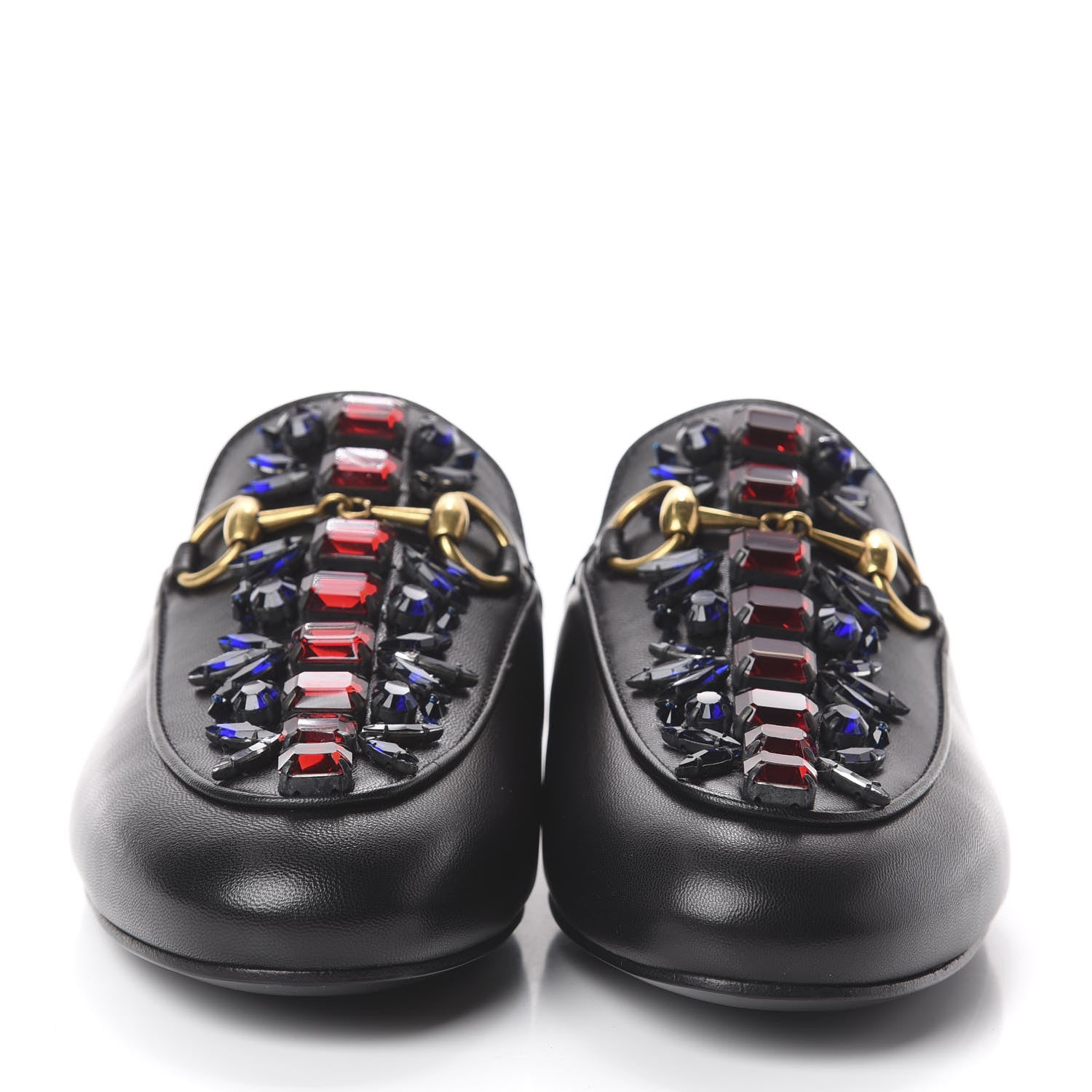 Gucci Malaga Kid Crystal Embroidered Womens Princetown Slippers 35 Black 2 of 7