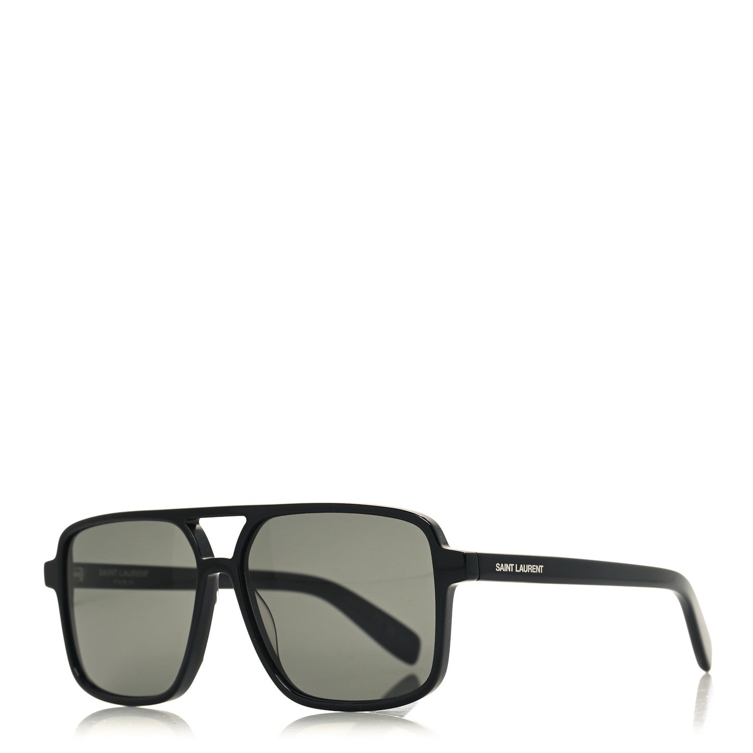 Saint Laurent Acetate Brow Bar Aviator Sunglasses SL176 Black 1 of 8