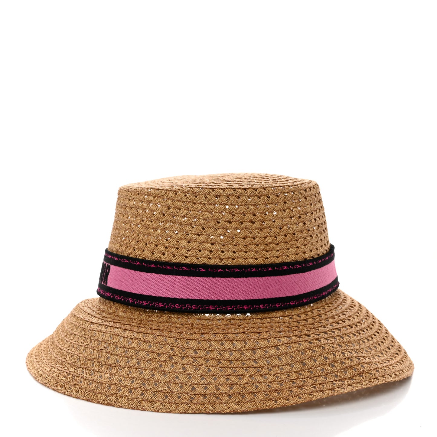 Straw Embroidered D-Bobby Large Brim Hat 58 Fuchsia