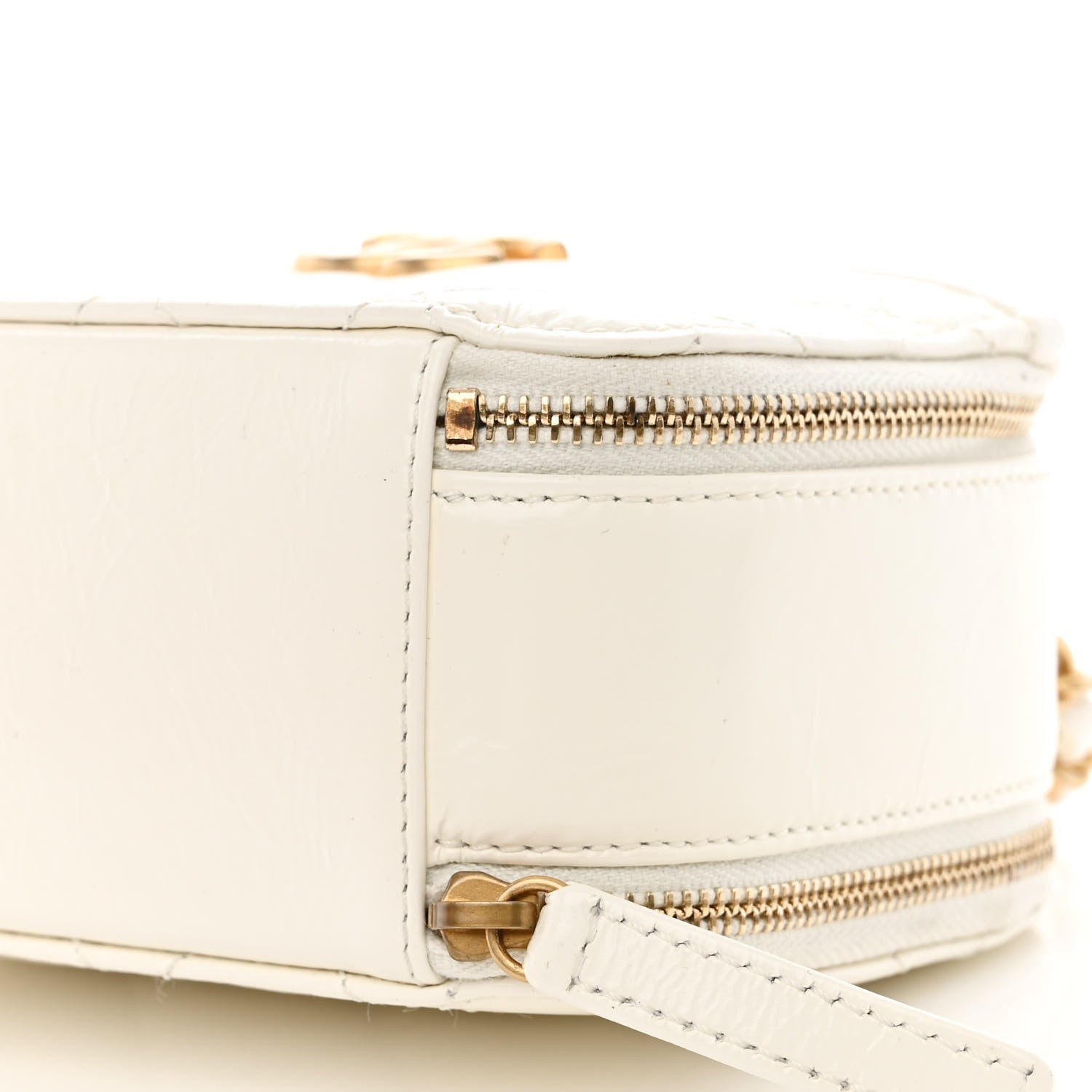 Chanel Crumpled Calfskin Quilted Mini Get Round Top Handle Vanity Case White 11 of 11
