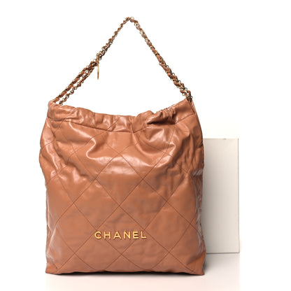 Chanel Shiny Calfskin Quilted Large Chanel 22 Brown 12 of 12