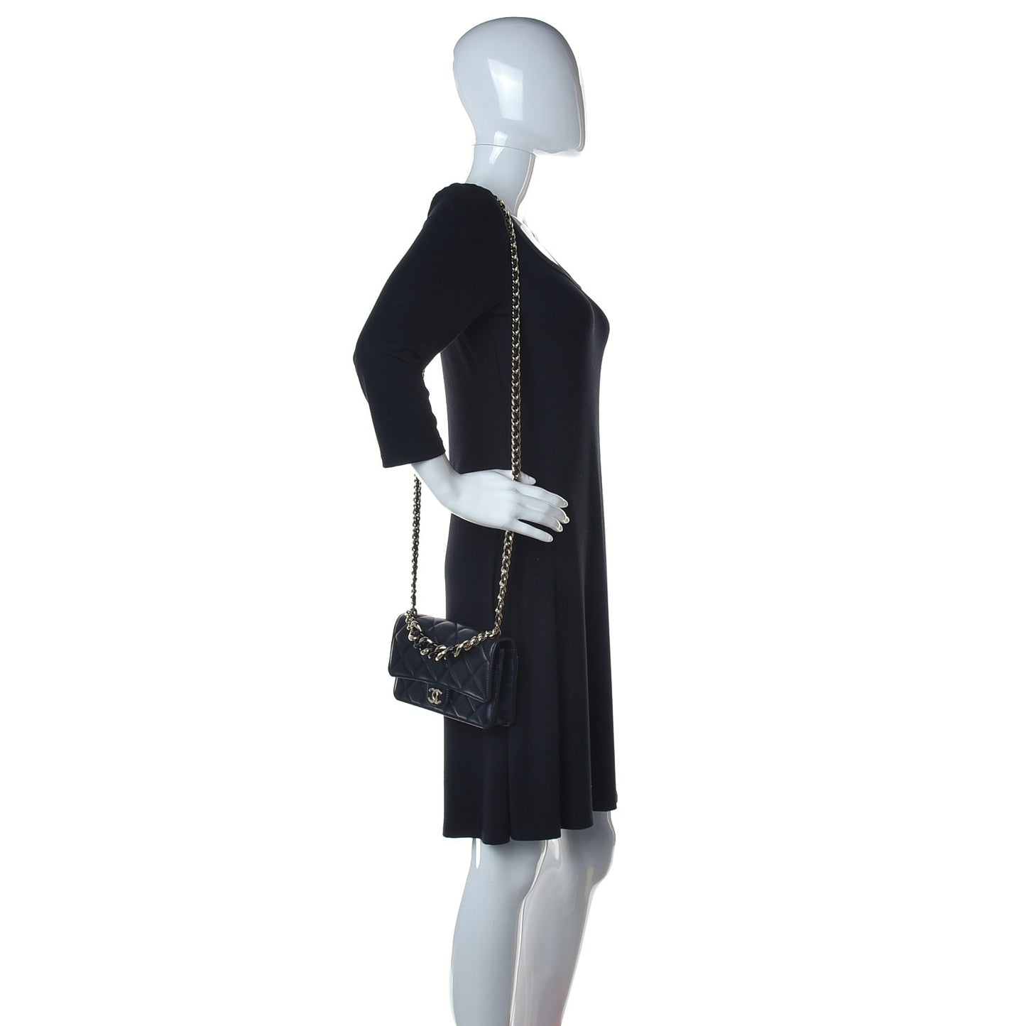 Lambskin Plexi Quilted Wallet On Chain WOC Black