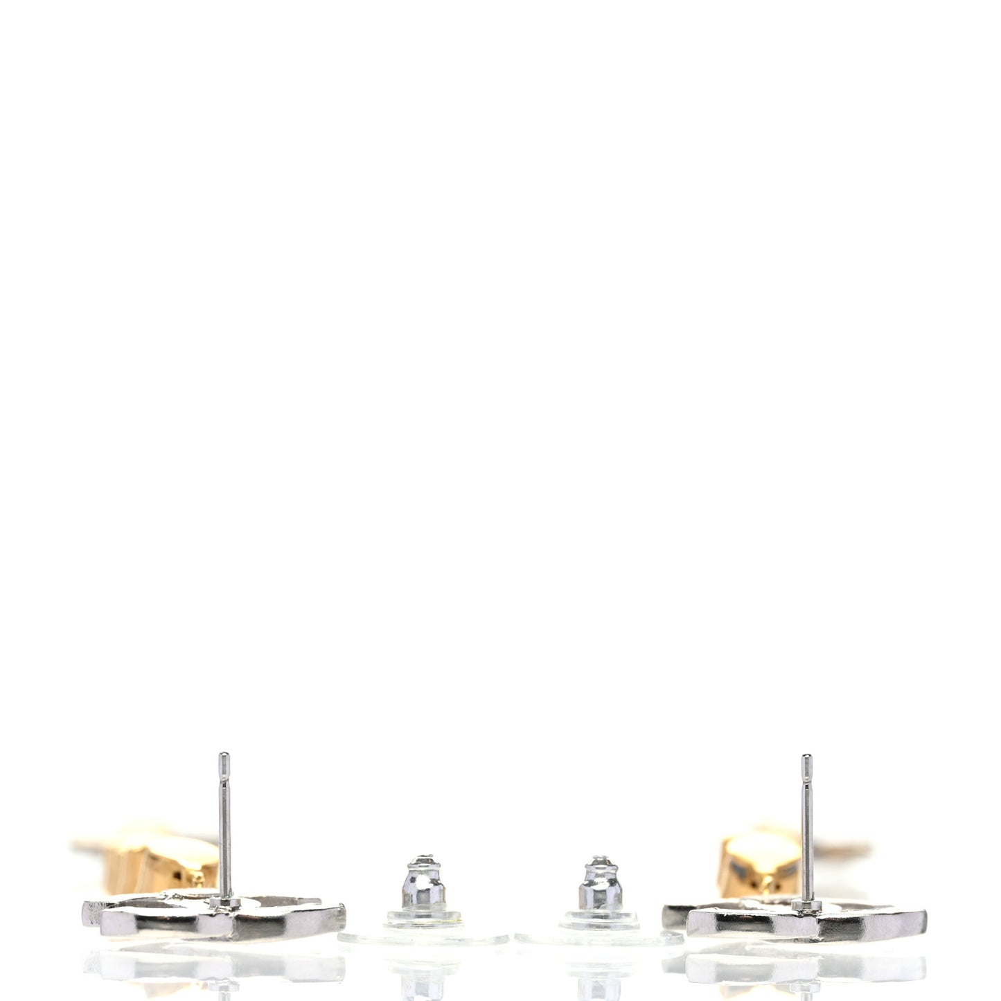 Crystal Drop Long CC Earrings Silver Gold