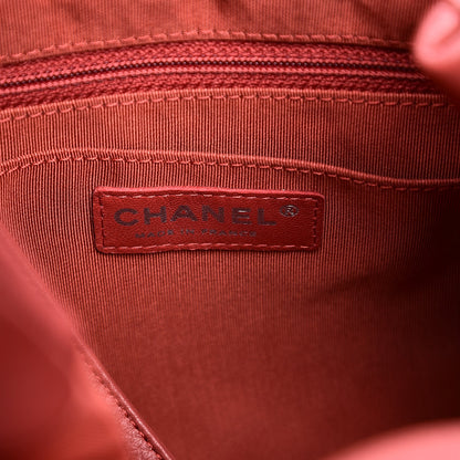 Chanel Deerskin Chevron Medium Chain Bucket Bag Coral 7 of 9