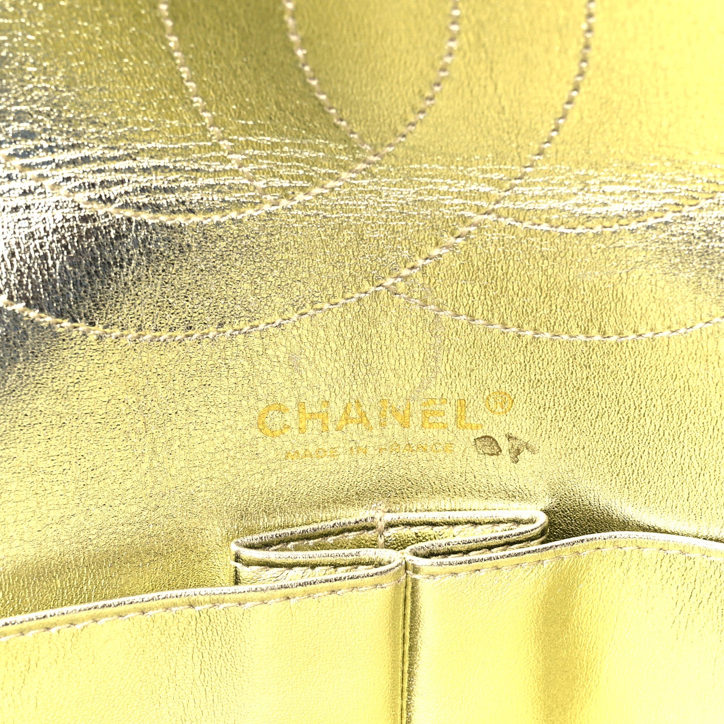 Metallic Aged Calfskin Quilted 2.55 Reissue 227 Flap Gold