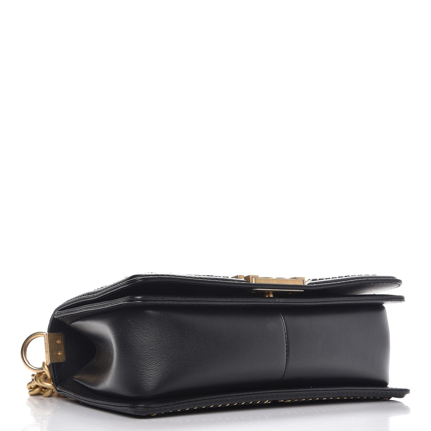 Calfskin Quilted Medium Boy Top Handle Flap Black