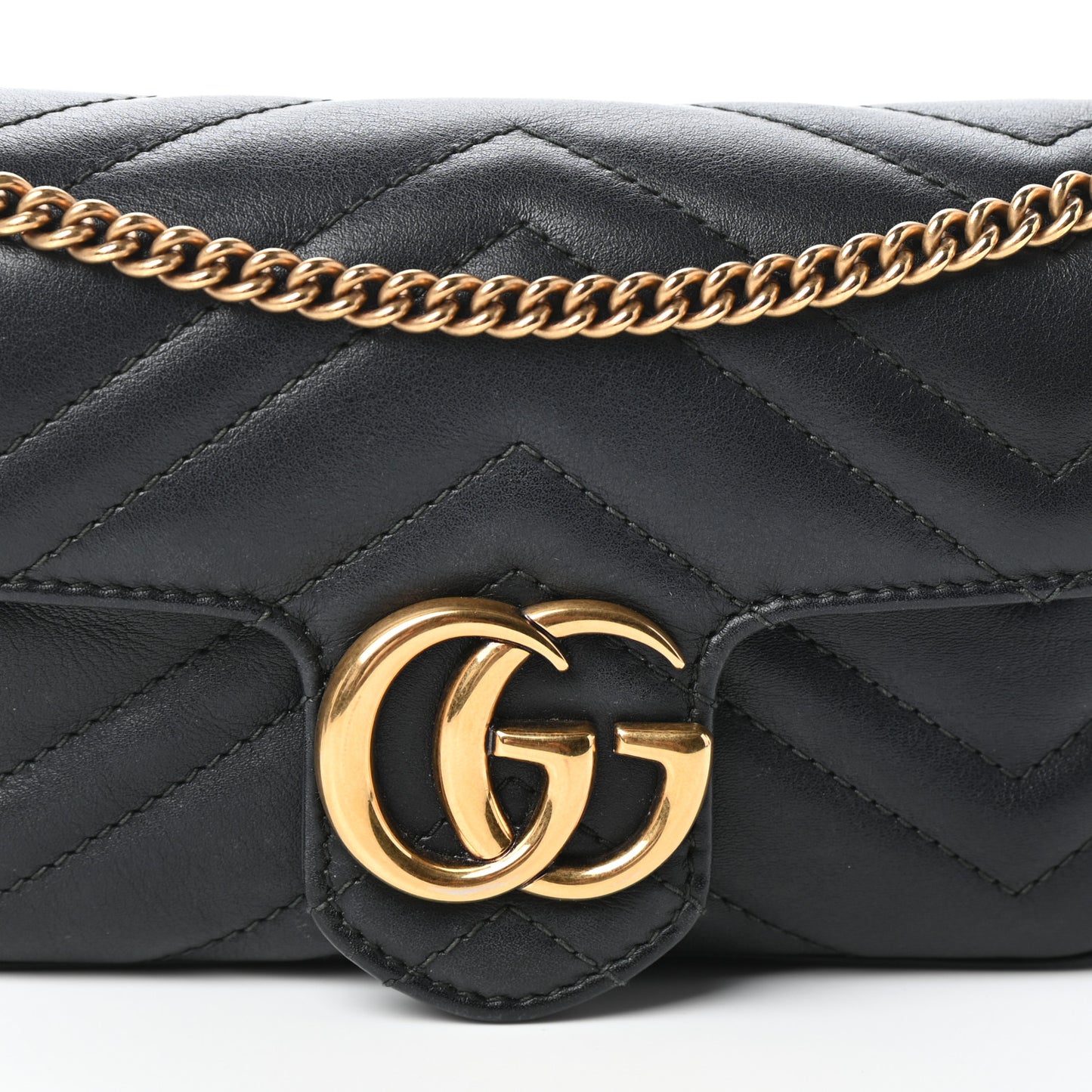 Calfskin Matelasse Super Mini GG Marmont Shoulder Bag Black